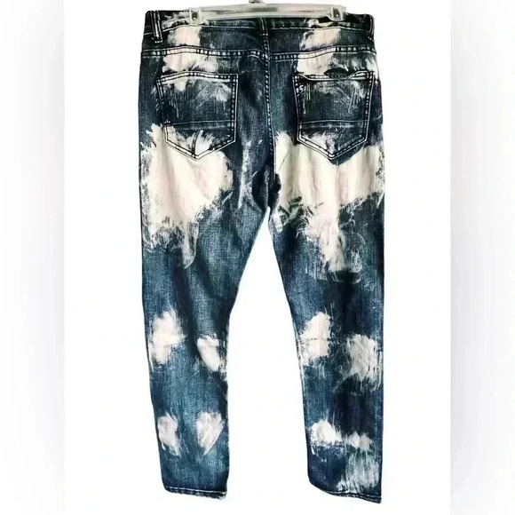 Men’s CJ Black Premium Skinny Flex Stone Washed Dark Blue Denim Jeans Y2K 34X32 - Picture 3 of 10